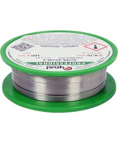 Припой без свинца CYNEL : &Oslash;0,7 мм, Sn99,3-Cu0,7 проволока на катушке с флюсом m= 100 г, фото  | SNABZHENIE.com.ua