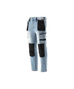 Робочі джинсові штани YATO XL, 17 кишень, 71% бавовна, голубі, фото  | SNABZHENIE.com.ua