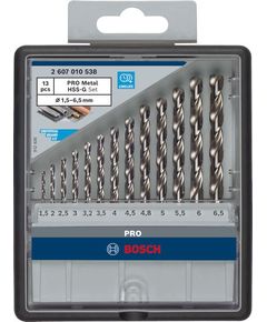 Набір свердел по металу Bosch Robust Line, HSS-G, 1,5–6,5 мм, 13 шт., фото  | SNABZHENIE.com.ua