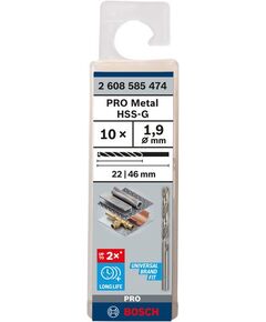 Свердло по металлу HSS-G 1,9x22x46 мм DIN 338, BOSCH, быстрорежущее, фото  | SNABZHENIE.com.ua