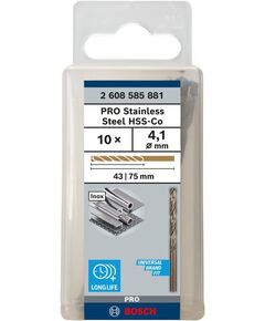 Свердло HSS-Co по металлу DIN 338, 4,1 x 43 x 75 мм, BOSCH 2608585881, фото  | SNABZHENIE.com.ua