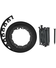 Бар'єрна полоса зі шпильками з HDPE FLO для рослин чорна, b= 40 мм, l= 10 м, 20 шпильок l=180 мм, фото  | SNABZHENIE.com.ua