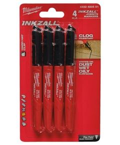 Набор тонких маркеров INKZALL для стройплощадки, 4 шт., фото  | SNABZHENIE.com.ua