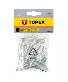 Заклепки алюминиевые 3.2 мм x 10 мм, 50 шт. TOPEX (43E302), фото  | SNABZHENIE.com.ua