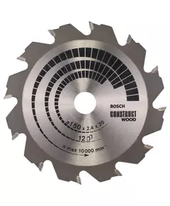 Пильный диск 150 x 20 мм, Z 12 по дереву с инородным материалом Construct Wood BOSCH (2608641199), фото  | SNABZHENIE.com.ua