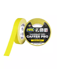 GAFFER PRO - 25мм х 25м, жовтий матовий тейп HPX, фото  | SNABZHENIE.com.ua