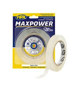 MAXPOWER 9мм x 5м - прозрачная двусторонняя лента для тяжёлых нагрузок, фото  | SNABZHENIE.com.ua