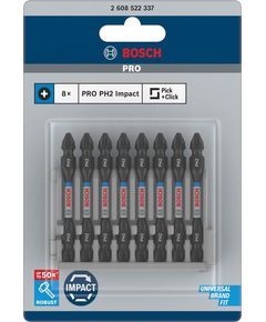 Біти PH2 x 65 мм ударні двосторонні 8 шт. BOSCH 2608522337, фото  | SNABZHENIE.com.ua