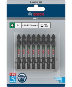 Біти PZ2 x 65 мм ударні двосторонні 8 шт. BOSCH Impact Control 2608522338, фото  | SNABZHENIE.com.ua