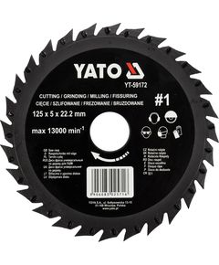 Диск-фреза YATO 125x5x22,2 мм для дерева, ПВХ, гипса, шероховатость №1, фото  | SNABZHENIE.com.ua