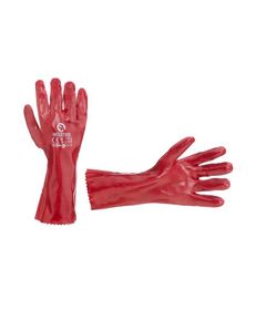Перчатка маслостойкая х/б с PVC, 35 см, красная INTERTOOL, фото  | SNABZHENIE.com.ua