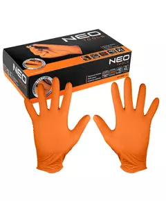 Рукавички нітрилові перфоровані, оранжеві, 50 штук, розмір XL NEO, фото  | SNABZHENIE.com.ua
