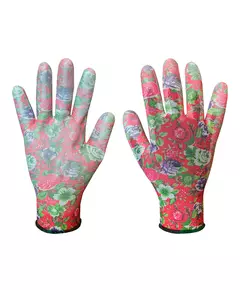 Садові рукавички з поліуретановим покриттям, з малюнком троянди, розмір 7", фото  | SNABZHENIE.com.ua