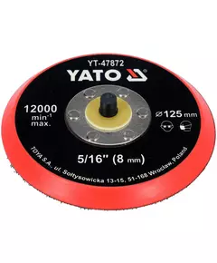 Диск кріпильний опорний з липучкою для полірування YATO Ø= 125мм з гвинтов шпинделем Ø= 5/16" (8 мм), фото  | SNABZHENIE.com.ua