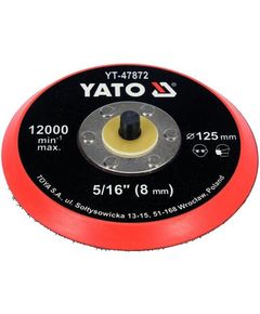 Диск кріпильний опорний YATO Ø 125 мм з липучкою та шпинделем 5/16, фото  | SNABZHENIE.com.ua