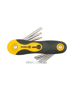 Ключ TORX L-подібний VOREL : розкладний, Т9-Т40 Cr-V, 8 елем., фото  | SNABZHENIE.com.ua