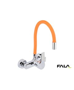 Змішувач води настінний FLEXIBLE FALA з гнучкою оранжевою лійкою, фото  | SNABZHENIE.com.ua