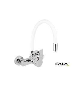 Змішувач води настінний FLEXIBLE FALA з гнучкою білою лійкою, фото  | SNABZHENIE.com.ua