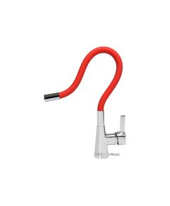 Смеситель воды FALA FLEXIBLE для раковины с гибким красным шлангом, фото  | SNABZHENIE.com.ua