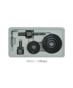 Пили кільцеві по дереву VOREL + свердло. Ø-19-64мм (2 хвостовики), Набір 11шт. В кейсі, фото  | SNABZHENIE.com.ua