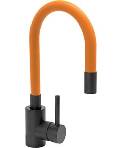 Змішувач води FALA BLACK FLEXIBLE для раковини з гнучкою оранжевою лійкою, фото  | SNABZHENIE.com.ua