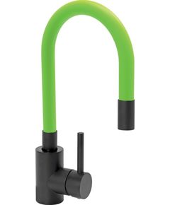 Смеситель воды FALA BLACK FLEXIBLE для раковины с гибким зеленым душем, фото  | SNABZHENIE.com.ua