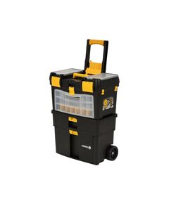 Ящик для инструментов на 2 колесах с ручкой пластиковый VOREL: 3 секции, 46х22х62/84 см, съемный органайзер, фото  | SNABZHENIE.com.ua