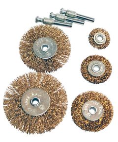 Щетки MASTERTOOL из латунированной проволоки 5 шт + стержень 1/4, фото  | SNABZHENIE.com.ua