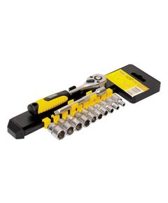 Набор насадок MASTERTOOL PROFI CrV 1/4 12 шт с удлинителем 100 мм и трещоткой 72Т, фото  | SNABZHENIE.com.ua