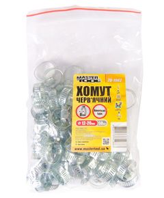 Хомут червячный MASTERTOOL American, 8.0 мм, Ø12-20 мм, 50 шт., фото  | SNABZHENIE.com.ua