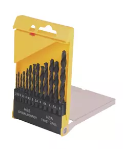 Набір свердл для металу MASTERTOOL 13 шт HSS (2-8 мм крок 0.5 мм) у пластиковій коробці чорні 11-0213, фото  | SNABZHENIE.com.ua