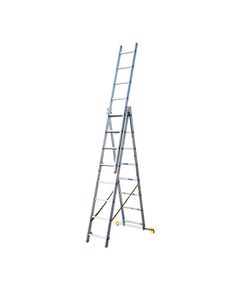 Лестница алюминиевая MASTERTOOL 3-секционная, 3x8 ступеней, фото  | SNABZHENIE.com.ua