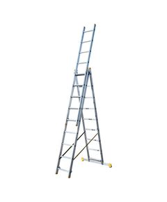 Лестница алюминиевая MASTERTOOL 3-секционная, 3x9 ступеней, фото  | SNABZHENIE.com.ua