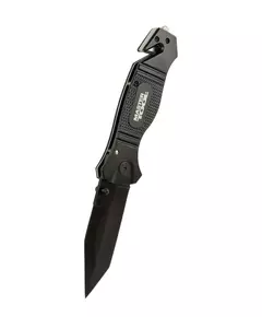 Нож складной MASTERTOOL "ELMAX" 207х37х16 мм черное нержавеющее лезвие алюминиевая рукоятка стропорез, фото  | SNABZHENIE.com.ua