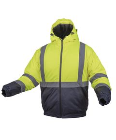 Сигнальная утепленная куртка-бомбер HOEGERT желтая HT5K244-3XL, фото  | SNABZHENIE.com.ua