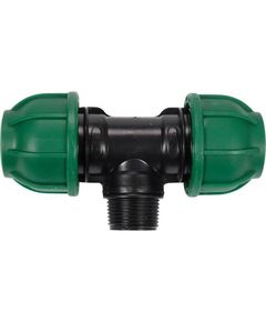 Трёхходовой соединитель пластиковых водяных труб 2x 25мм - внешняя резьба G3/4 FLO полипропилен, для давления 1MPa, фото  | SNABZHENIE.com.ua