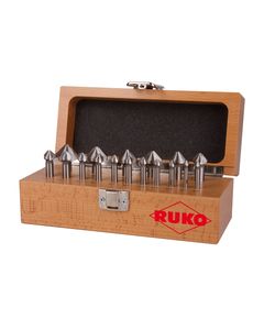 Набор зенкеров HSS 17 шт, DIN 335, 90°, в деревянной коробке RUKO 102155R, фото  | SNABZHENIE.com.ua
