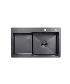 Кухонна мийка Kroner KRP PVD Schwarze 7848RHM (3,0/1,0 мм), фото  | SNABZHENIE.com.ua