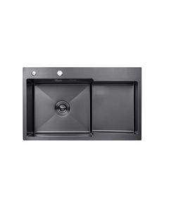 Кухонна мийка Kroner KRP PVD Schwarze 7848LHM (3,0/1,0 мм), фото  | SNABZHENIE.com.ua
