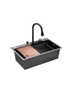 Кухонная мойка Kroner KRP Schwarze SET7546HM PVD (3.0/0.7 мм), фото  | SNABZHENIE.com.ua