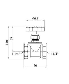 Клапан муфтовый LexLine DN32 PN16 с накидной гайкой, латунь, фото  | SNABZHENIE.com.ua