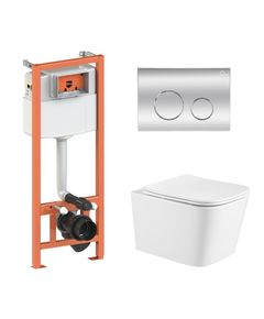 Комплект: Подвесной унитаз Qtap Crow + инсталляция Nest 4в1, круглая клавиша, фото  | SNABZHENIE.com.ua