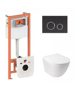 Комплект: унітаз Qtap Jay Ultra Quiet + Nest інсталяція 4в1 Чорний матовий, фото  | SNABZHENIE.com.ua
