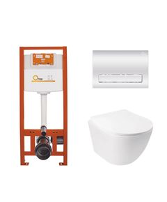 Комплект: Унитаз Qtap Jay Ultra Quiet и Инсталляция Nest 4в1 Хром, фото  | SNABZHENIE.com.ua