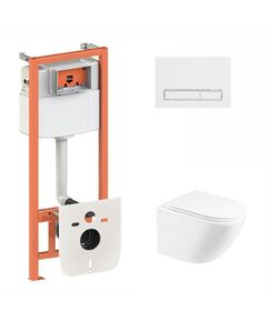 Комплект унитаза Qtap Robin Ultra Quiet и инсталляции Nest 4в1 Белый, фото  | SNABZHENIE.com.ua