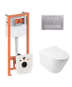 Комплект унитаза Qtap Swan Ultra Quiet и инсталляции Nest 4в1 Satin, фото  | SNABZHENIE.com.ua