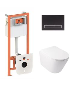 Унитаз Qtap Swan Ultra Quiet + Инсталляция Nest 4в1, черный матовый, фото  | SNABZHENIE.com.ua