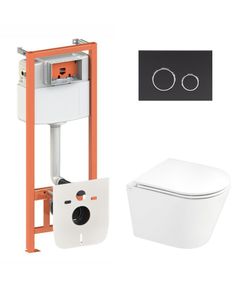 Комплект унитаза Qtap Scorpio Ultra Quiet и инсталляции Nest 4в1 черный матовый, фото  | SNABZHENIE.com.ua