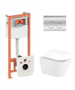 Комплект унитаза Qtap Scorpio Ultra Quiet и инсталляции Nest 4в1 Хром, фото  | SNABZHENIE.com.ua