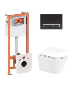 Комплект унитаза Qtap Scorpio Ultra Quiet и инсталляции Nest 4в1 черный матовый, фото  | SNABZHENIE.com.ua